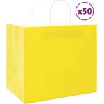 vidaXL Хартиени торбички 50 бр с дръжки жълти 32x22x28 см (4101778)