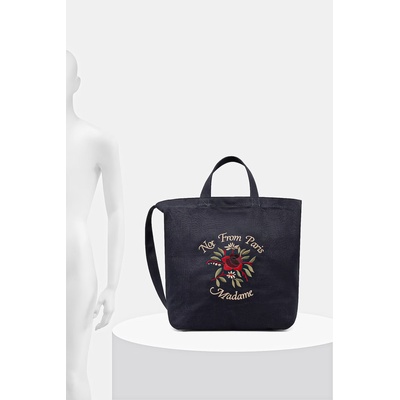 Drôle de Monsieur Чанта памучна Sac Tote Slogan Rose (J.AC195.CO277.NY)