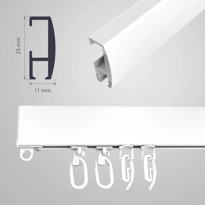 EMTE Stropná garniža TREND biela jednoduchá 100 - 600 cm