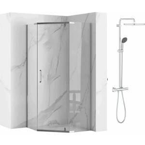 Grohe Комплект душ кабина Rea Axin хром 90x90 и душ колона Grohe Vitalio Start хром (5902557367092+26696000)