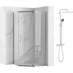 Grohe Комплект душ кабина Rea Axin хром 90x90 и душ колона Grohe Vitalio Start хром (5902557367092+26696001)