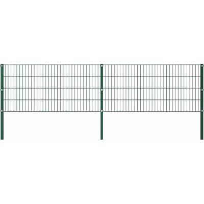 OMAXI Plotový panel se sloupky železný 349 x 80 cm zelený 732640
