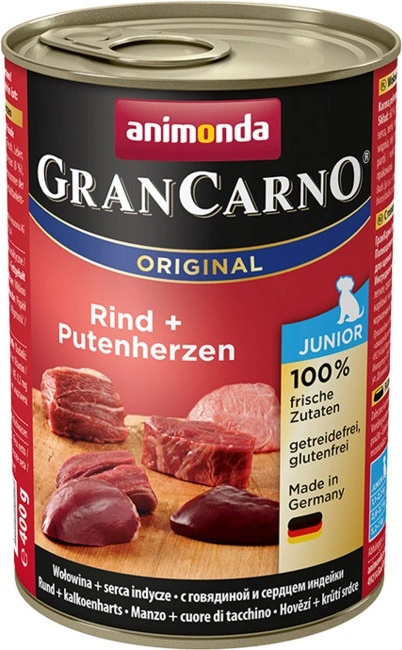 Animonda Gran Carno Original Junior hovädzie mäso a morčacie srdcia 400 g Animonda Gran Carno Original Junior hovädzie mäso a morčacie srdcia 400 g