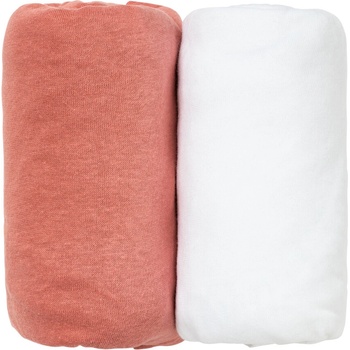 Babycalin Чаршафи 2 Броя 60Х120См 100% Памук Бял/Теракота Babycalin (BBC413010)