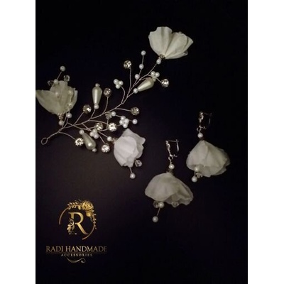 Radi handmade Увивен аксесоар за коса с бели цветя (547)