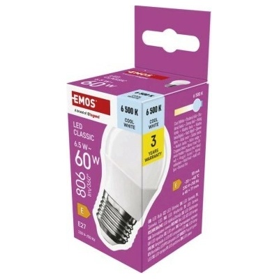 Emos LED žárovka Classic Mini Globe E27 6,5 W 60 W 8