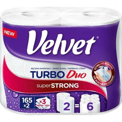 Utěrky papírové Velvet Turbo Duo - 3 vrstvé / 2 ks