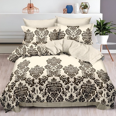 EmonaMall Двулицево спално бельо с ластик EmonaMall, 6 части - Модел S13913 (S13913-66666e)