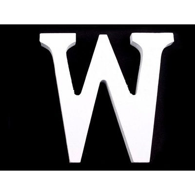 Dřevěná dekorace písmena abecedy - "W" bílá sněžná