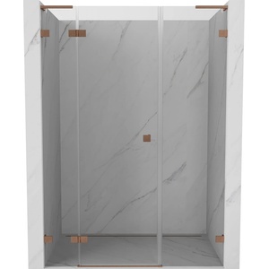 Mexen Lunar L Душ врати с панти ляв 125 см, прозрачни, четкана мед - 834SL-125-050-65-00-L (834SL-125-050-65-00-L)