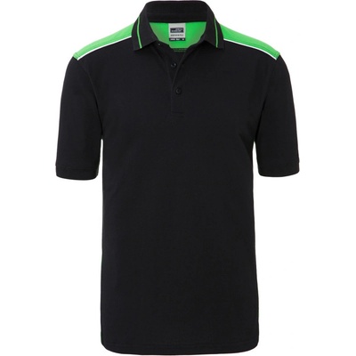 James & Nicholson polokošile Color JN 858 krátký rukáv pánská černá/lime zelená