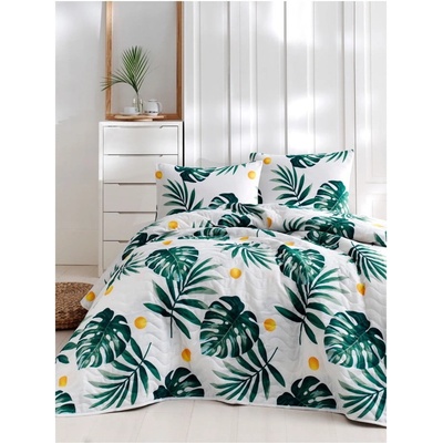 Mijolnir přehoz na postel Kapitone Monstera bílá/zelená 200 x 220 cm