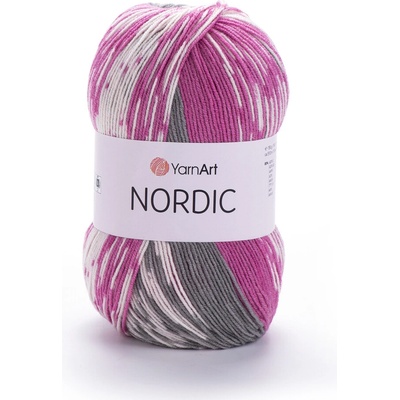 Yarn Art příze Nordic 655 růžová, šedá, smetanová