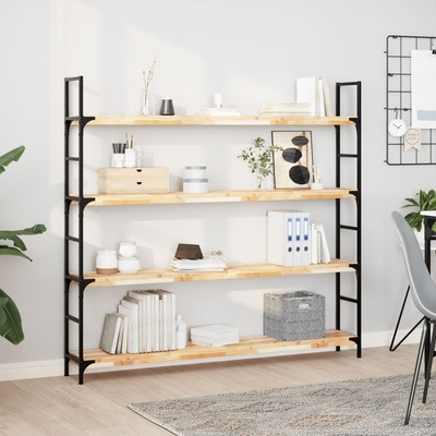 vidaXL Плаващи рафтове, 4 бр. , 140x20x4 см, необработена масивна дървесина, акация (3279438)