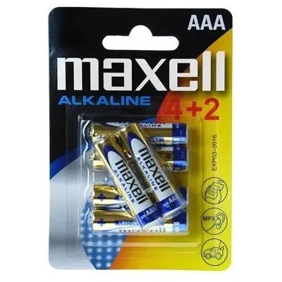 Maxell Алкална батерия MAXELL LR03 AAA 1, 5V /4+2 бр. в опаковка (ML-BA-LR03-4plus2)