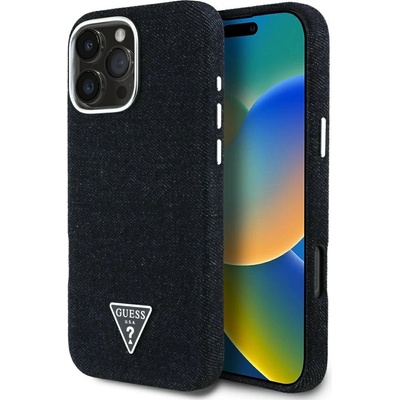 GUESS Калъф Guess Denim Triangle Logo MagSafe за iPhone 16 Pro - черен (3666339428143)