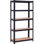  Стелаж метален черен 5 MDF рафта x 175 kg, 1800×900×400 (600003)