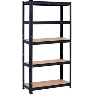  Стелаж метален черен 5 MDF рафта x 175 kg, 1800×900×400 (600003)