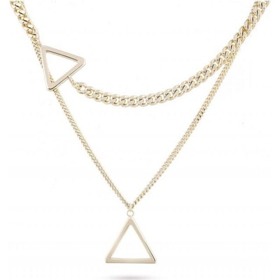 Biju Pozlacený řetízek 14k zlatem, dvojřadý s geometrickými prvky- trojúhelník 3001430