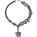 Dannyra Колие с естествена орхидея, перли Майорка и скадководни перли Silver Orchid Dannyra Jewels