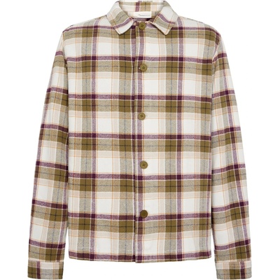KnowledgeCotton Apparel Мъжка риза с копчета KnowledgeCotton Apparel Big Checked Heavy Flannel Shirt - Green Check - размер M (033-2921-0212)