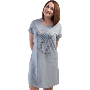 Макси нощница в сиво с роза