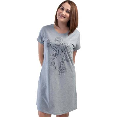 Макси нощница в сиво с роза