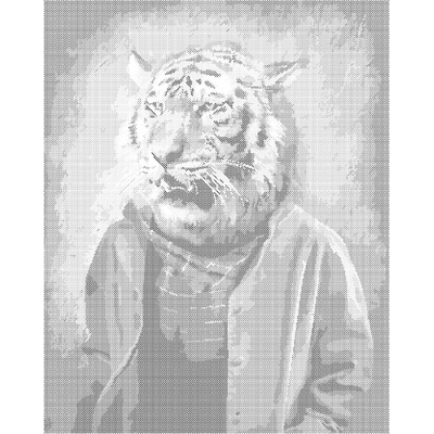 ZUTY Bodkovanie - TIGER V OBLEČENÍ Rámovanie: bez rámu a bez vypnutia plátna, Rozmer: 40x50 cm