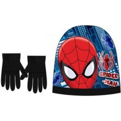 Detská čiapka s rukavicami Spiderman Čierna