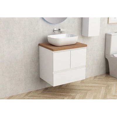 Inter Ceramic Конзолен PVC шкаф за баня BG 9048-60W + 6046-31, с дървесен плот, Inter Ceramic, 45х53.5х59см (BG 9048-60W + 6046-31)