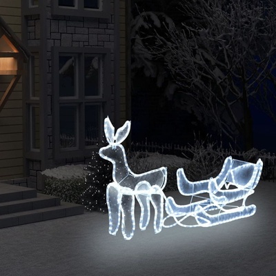 shumee Vianočná svetelná dekorácia sob a sane so sieťkou 216 LED