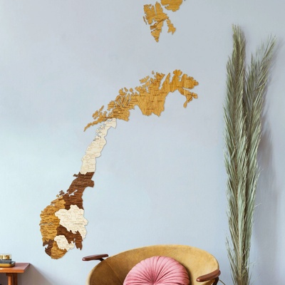 Drevená mapa Nórska 84 x 100 cm