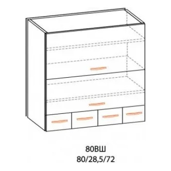 Image 1 of Мебелна фабрика НОВ ДОМ - гр. Ямбол Горен шкаф с клапващи врати и чекмеджета Паула (4284)