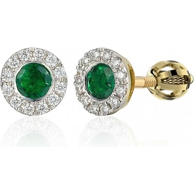 Gems, Decentní náušnice Lien, kombinované zlato s brilianty a smaragdy, 585-38-3-0422.2ZB0.0.00.HSI.606.05