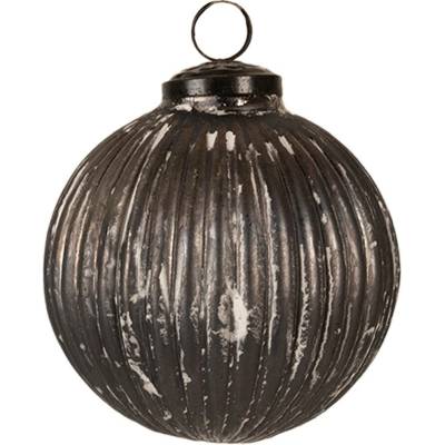 Clayre & Eef Granitová antik skleněná vánoční ozdoba koule Noirre Ø 10*10 cm