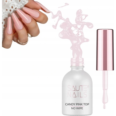 Saute Nails Hybridní top na nehty Candy Pink No Wipe růžový 8 ml