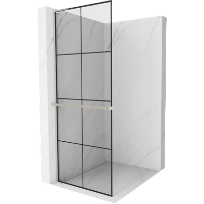 Mexen Kioto+ L душ преграда с рафт Walk-in 90 x 200 см, черна решетка, матиран никел - 800-090-123-97-77 (800-090-123-97-77)