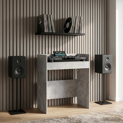 vidaXL DJ маса Бетонно сиво 102 x 45 x 102 см Инженерна дървесина (8006743)