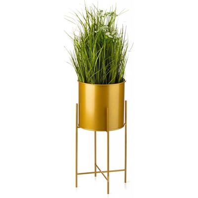 HowHomely Kovový kvetináč so stojanom Golden 55x21 cm zlatá