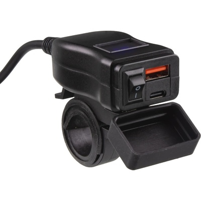 34707B USB/USB-C nabíječka s voltmetrem na motocykl