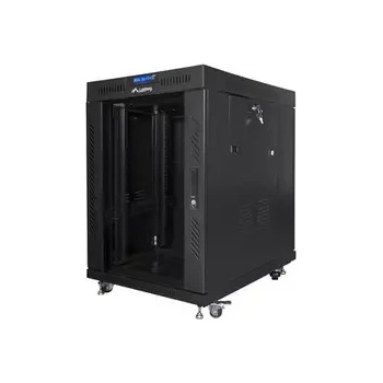 Image 1 of Lanberg Комуникационен шкаф, Lanberg rack cabinet 19" free-standing 15U/800x1000 (flat pack) with glass door lcd black v2 (FF01-8015-12BL)