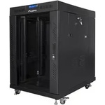 Lanberg Комуникационен шкаф, Lanberg rack cabinet 19" free-standing 15U/800x1000 (flat pack) with glass door lcd black v2 (FF01-8015-12BL) - xtreme
