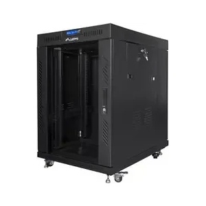 Lanberg Комуникационен шкаф, Lanberg rack cabinet 19" free-standing 15U/800x1000 (flat pack) with glass door lcd black v2 (FF01-8015-12BL) - xtreme