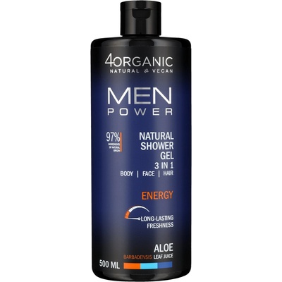 4organic Men Power prírodný sprchový gél 3v1 Energy 500ml