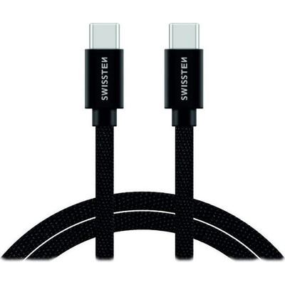 Swissten 71528201 nabíjecí a synchronizační, USB-C na USB-C, USB 2.0, opletený, 2m, černý