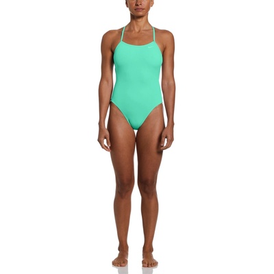 Nike Бански костюм Nike Swim HydraStrong Lace-Up Tie-Back One-Piece Swimsuit - Green Shock