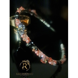 Radi handmade Диадема с черешов кварц, черни и коралови кристали (966)