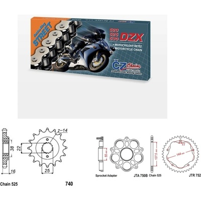 ČZ Řetězová sada Ducati 796 Monster 12-15