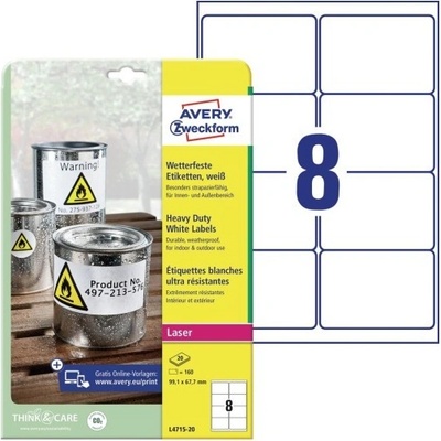 Avery Zweckform L4715-20 bílé 99.1mm x 67.7mm