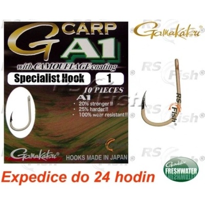 Gamakatsu G-Carp A1 Specialist Hook Camo Brown vel.1 10 ks